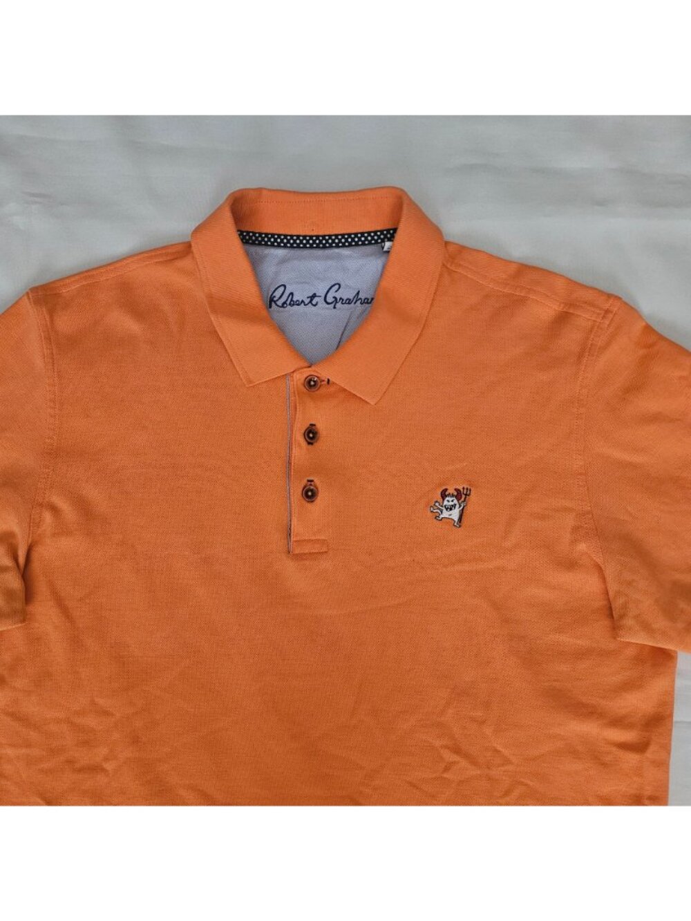Robert Graham Men's Orange‎ Classic Fit Short Sleeve Polo Shirt Size Large - Picture 5 of 11